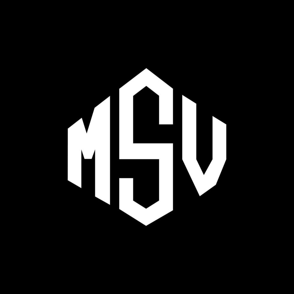 création de logo de lettre msv avec forme de polygone. création de logo en forme de polygone et de cube msv. modèle de logo vectoriel hexagone msv couleurs blanches et noires. monogramme msv, logo commercial et immobilier.