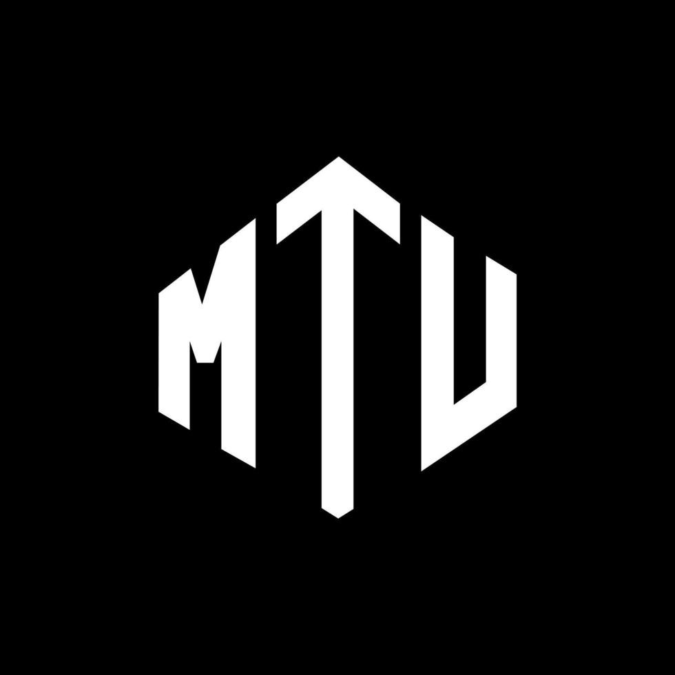 création de logo de lettre mtu avec forme de polygone. création de logo en forme de polygone et de cube mtu. modèle de logo vectoriel mtu hexagone couleurs blanches et noires. monogramme mtu, logo commercial et immobilier.