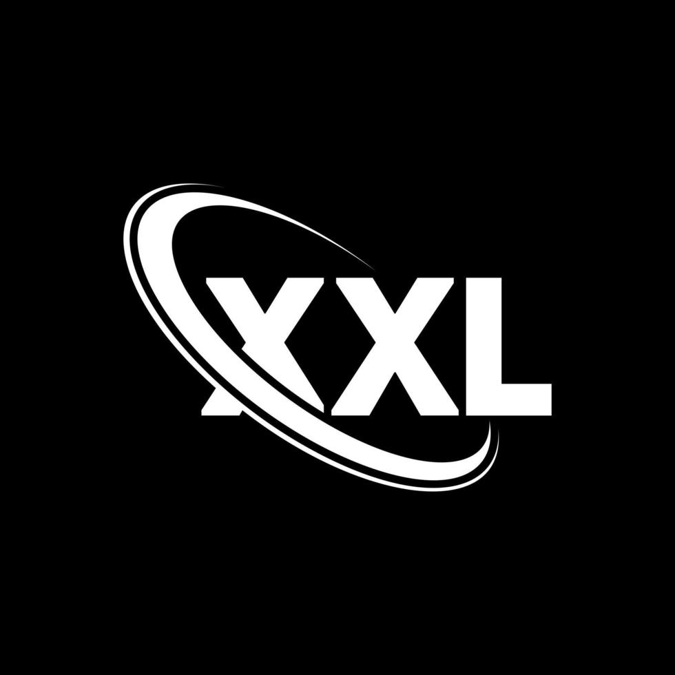 logo XXL. lettre XXL. création de logo de lettre xxl. initiales logo xxl liées avec un cercle et un logo monogramme majuscule. typographie xxl pour la technologie, les affaires et la marque immobilière. vecteur