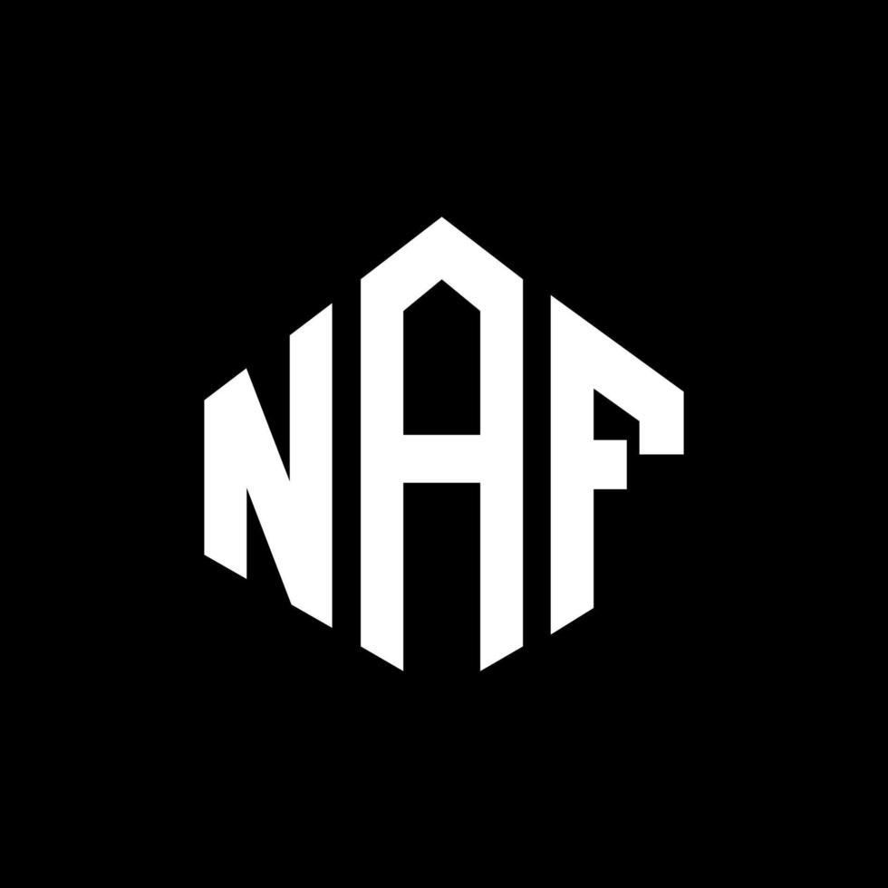 création de logo de lettre naf avec forme de polygone. création de logo en forme de polygone et de cube naf. modèle de logo vectoriel naf hexagone couleurs blanches et noires. monogramme naf, logo d'entreprise et immobilier.