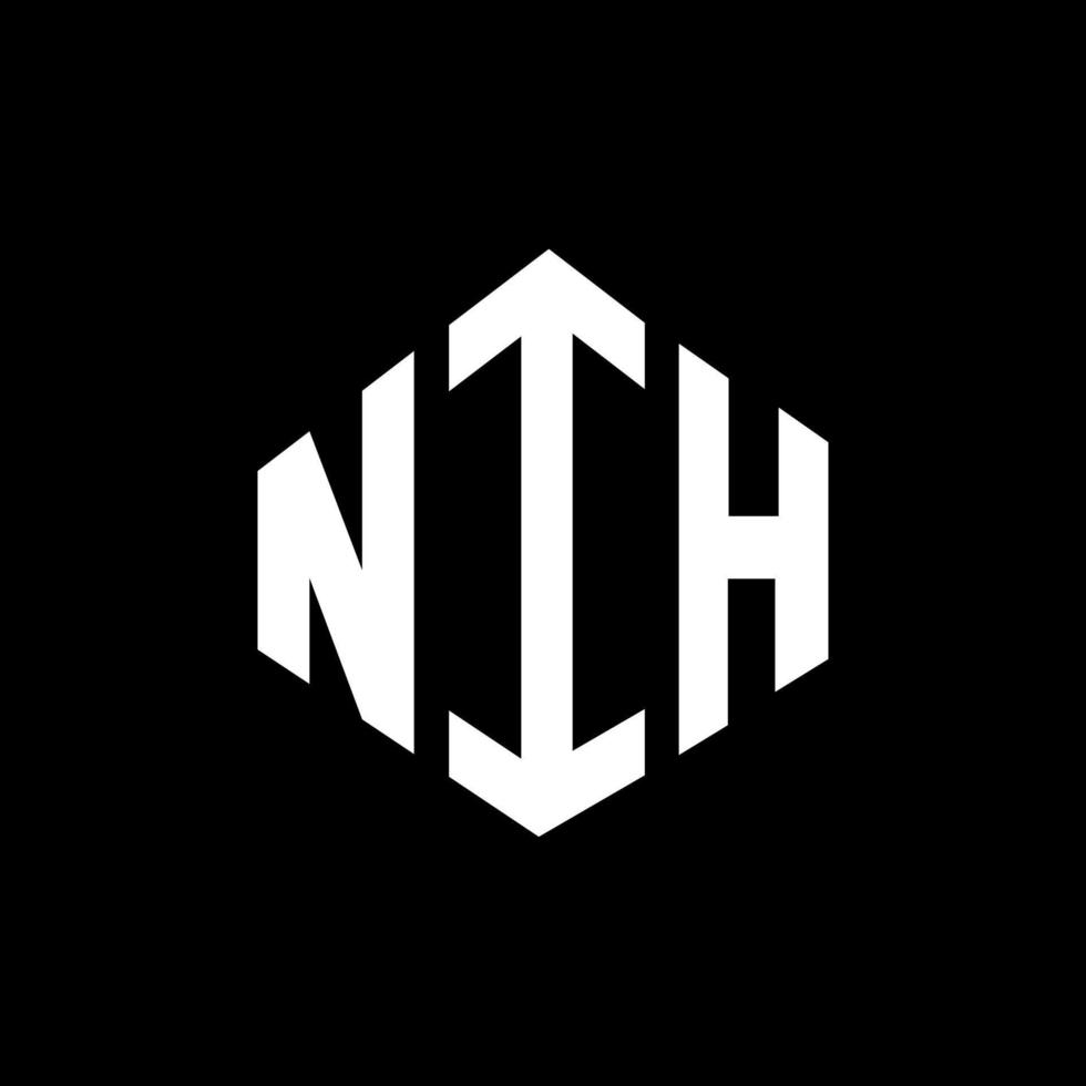 création de logo de lettre nih avec forme de polygone. création de logo en forme de polygone et de cube nih. modèle de logo vectoriel nih hexagone couleurs blanches et noires. monogramme nih, logo d'entreprise et immobilier.