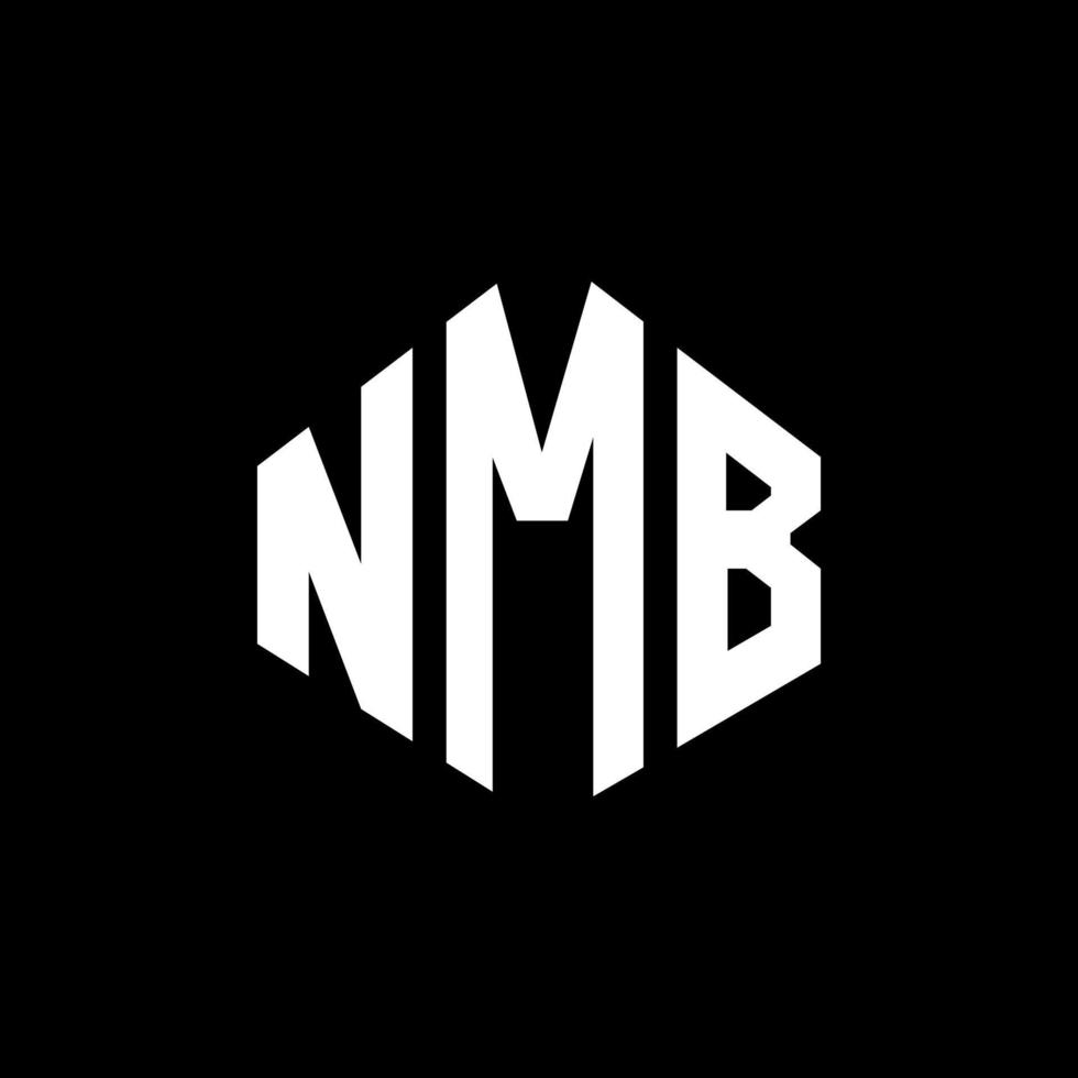 création de logo de lettre nmb avec forme de polygone. création de logo en forme de polygone et de cube nmb. modèle de logo vectoriel nmb hexagone couleurs blanches et noires. monogramme nmb, logo commercial et immobilier.