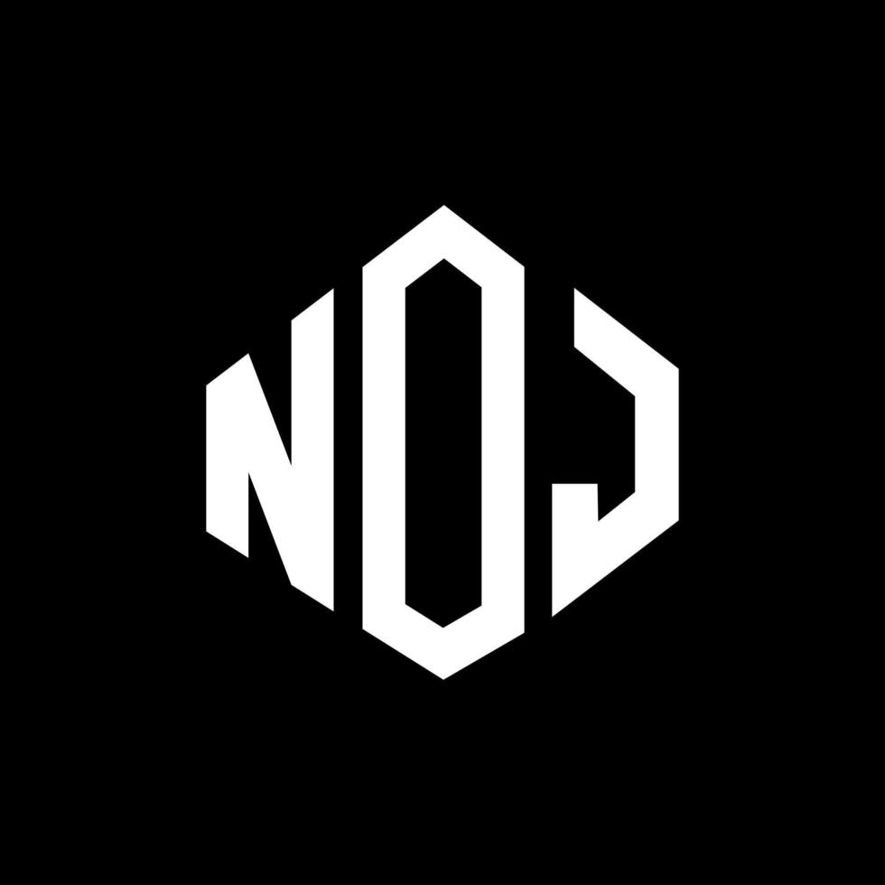 création de logo de lettre noj avec forme de polygone. création de logo en forme de polygone et de cube noj. modèle de logo vectoriel noj hexagone couleurs blanches et noires. monogramme noj, logo d'entreprise et immobilier.