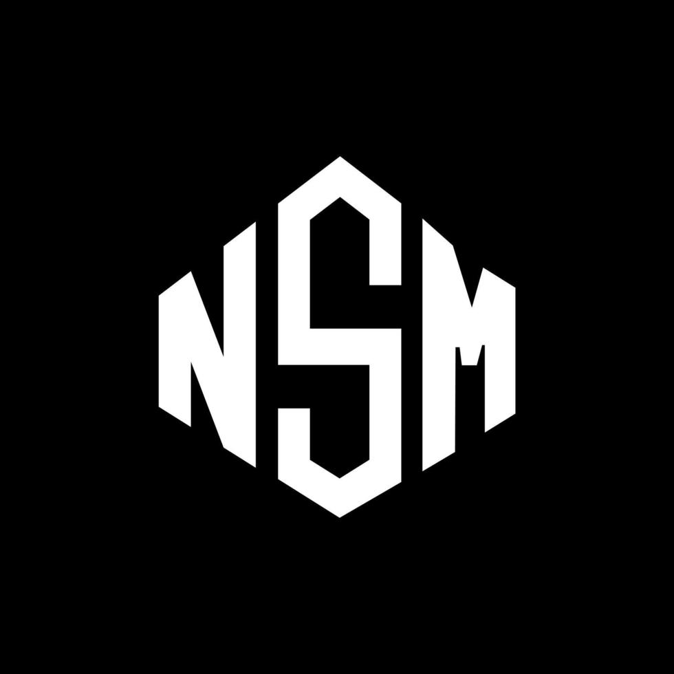 création de logo de lettre nsm avec forme de polygone. création de logo en forme de polygone et de cube nsm. modèle de logo vectoriel nsm hexagone couleurs blanches et noires. monogramme nsm, logo commercial et immobilier.