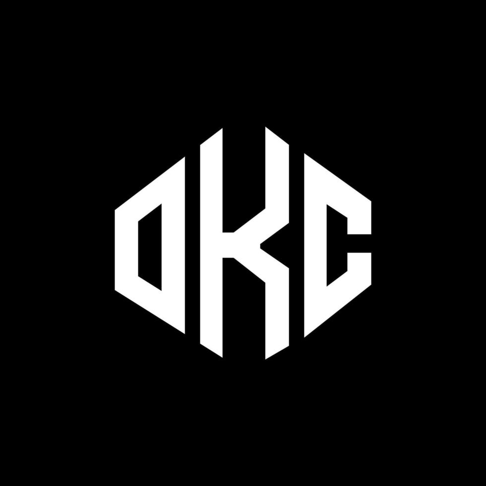 création de logo de lettre okc avec forme de polygone. création de logo en forme de polygone et de cube okc. modèle de logo vectoriel okc hexagone couleurs blanches et noires. monogramme okc, logo d'entreprise et immobilier.
