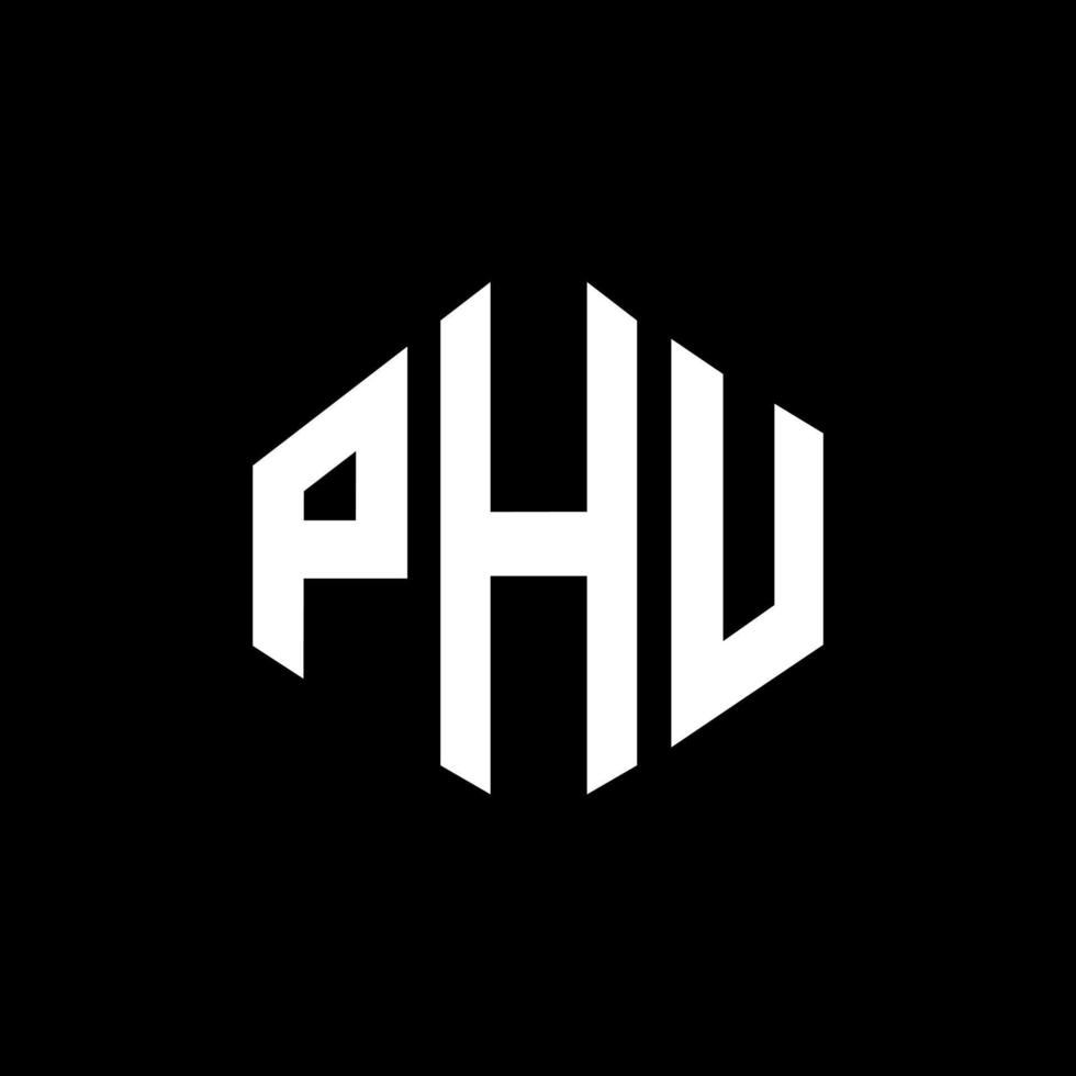 création de logo de lettre phu avec forme de polygone. création de logo en forme de polygone et de cube phu. modèle de logo vectoriel phu hexagone couleurs blanches et noires. monogramme phu, logo d'entreprise et immobilier.