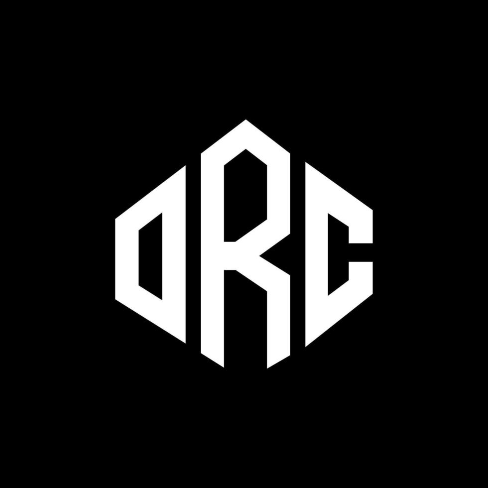 création de logo de lettre orc avec forme de polygone. création de logo en forme de polygone et de cube orc. modèle de logo vectoriel orc hexagone couleurs blanches et noires. monogramme orc, logo d'entreprise et immobilier.