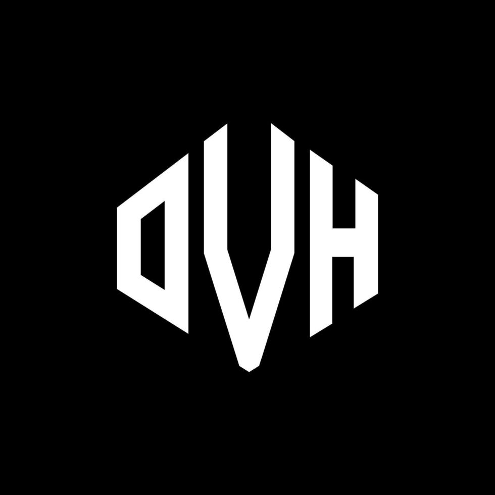 création de logo de lettre ovh avec forme de polygone. création de logo en forme de polygone et de cube ovh. modèle de logo vectoriel hexagonal ovh couleurs blanches et noires. monogramme ovh, logo entreprise et immobilier.