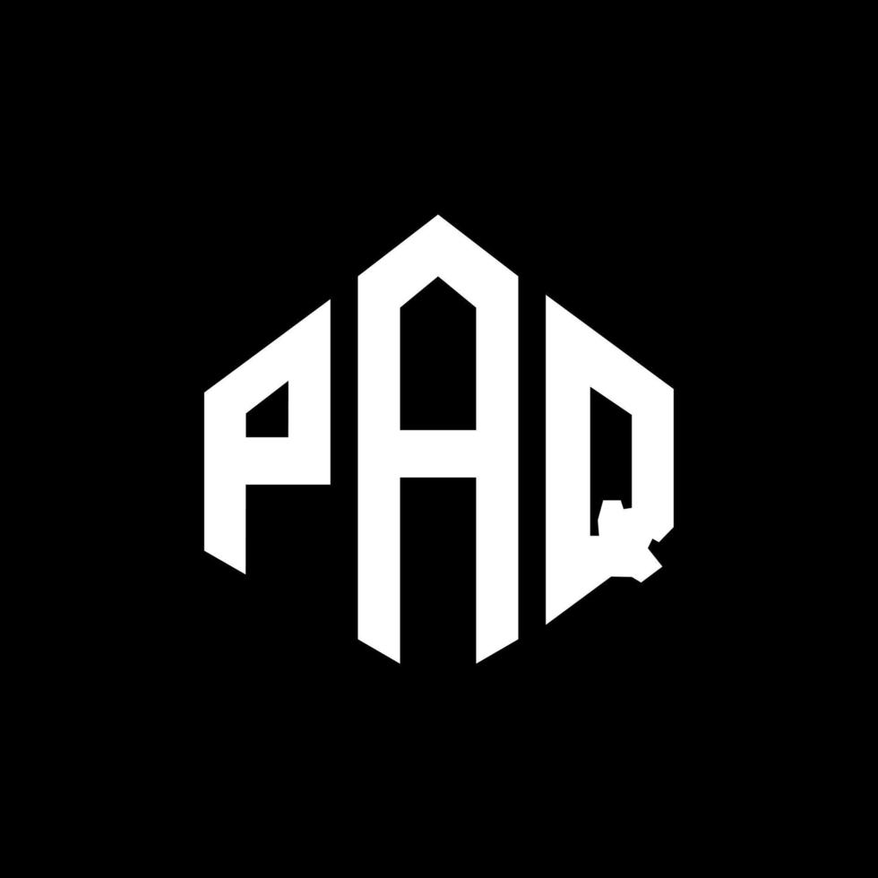 création de logo de lettre paq avec forme de polygone. création de logo en forme de polygone et de cube paq. modèle de logo vectoriel paq hexagone couleurs blanches et noires. monogramme paq, logo d'entreprise et immobilier.