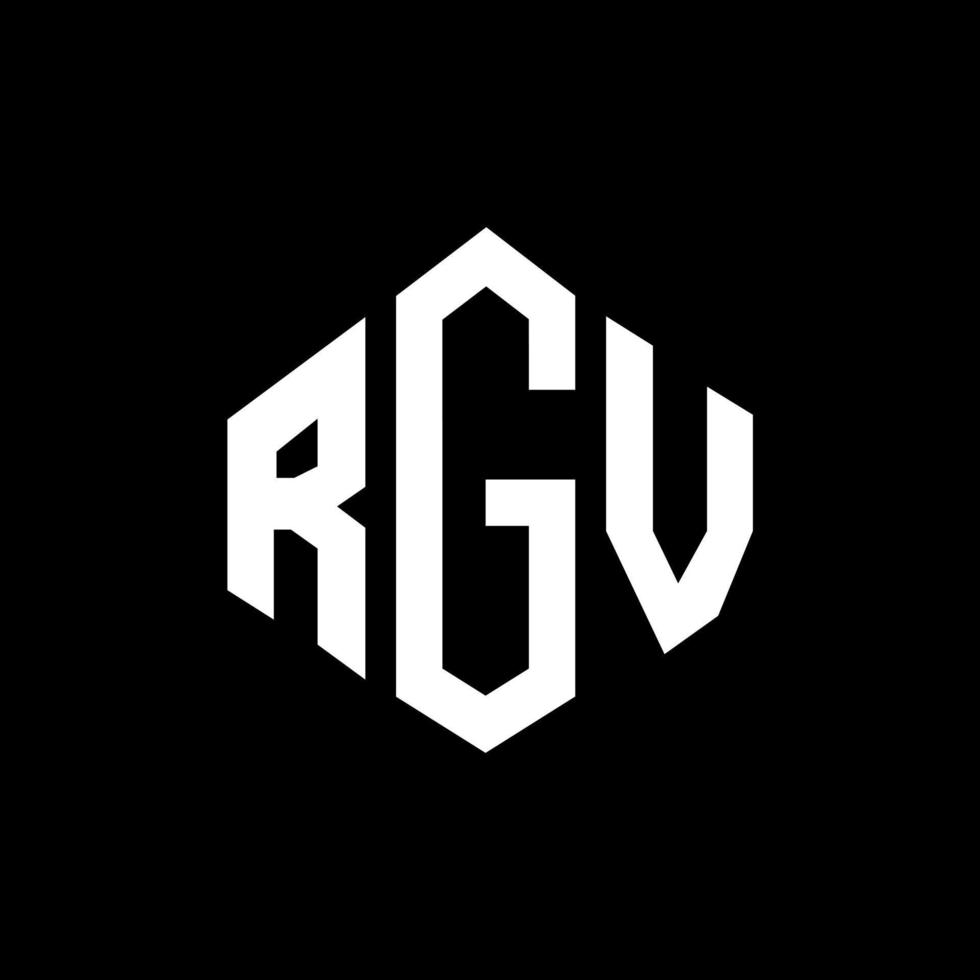 création de logo de lettre rgv avec forme de polygone. création de logo en forme de polygone et de cube rgv. modèle de logo vectoriel rgv hexagone couleurs blanches et noires. monogramme rgv, logo commercial et immobilier.