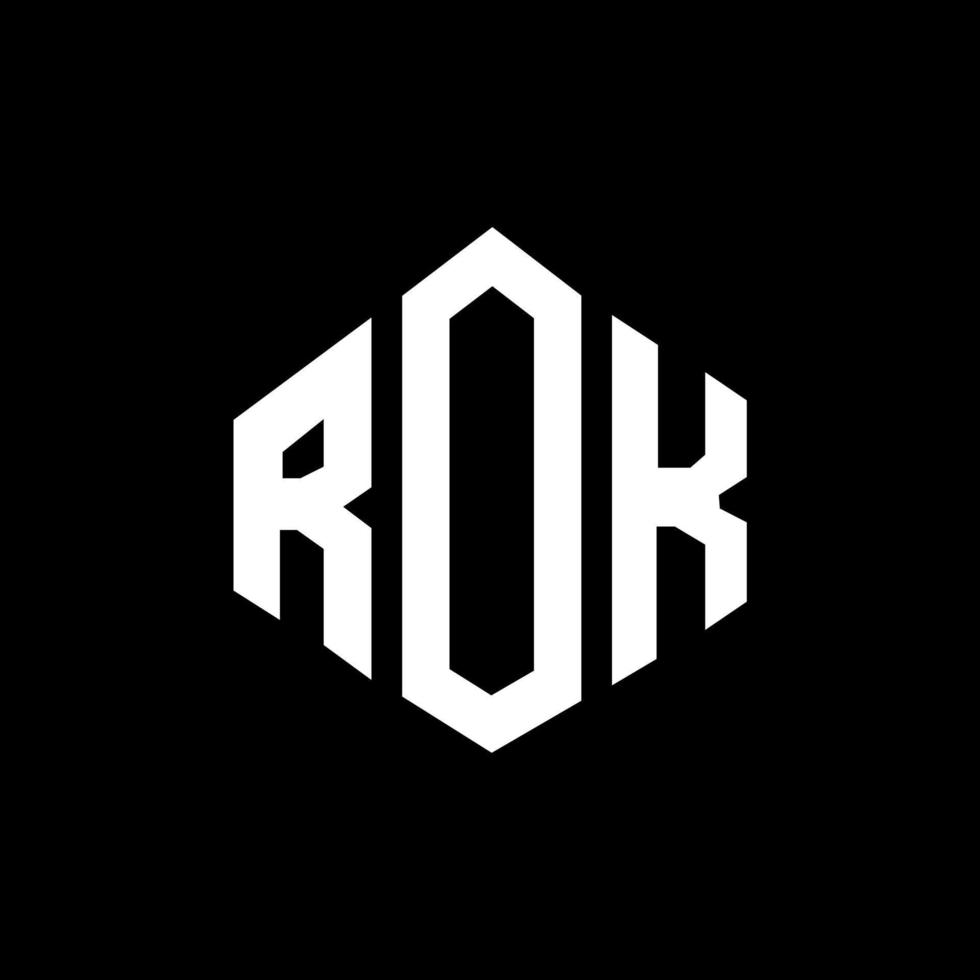 création de logo de lettre rok avec forme de polygone. création de logo en forme de polygone et de cube rok. modèle de logo vectoriel rok hexagone couleurs blanches et noires. monogramme rok, logo d'entreprise et immobilier.