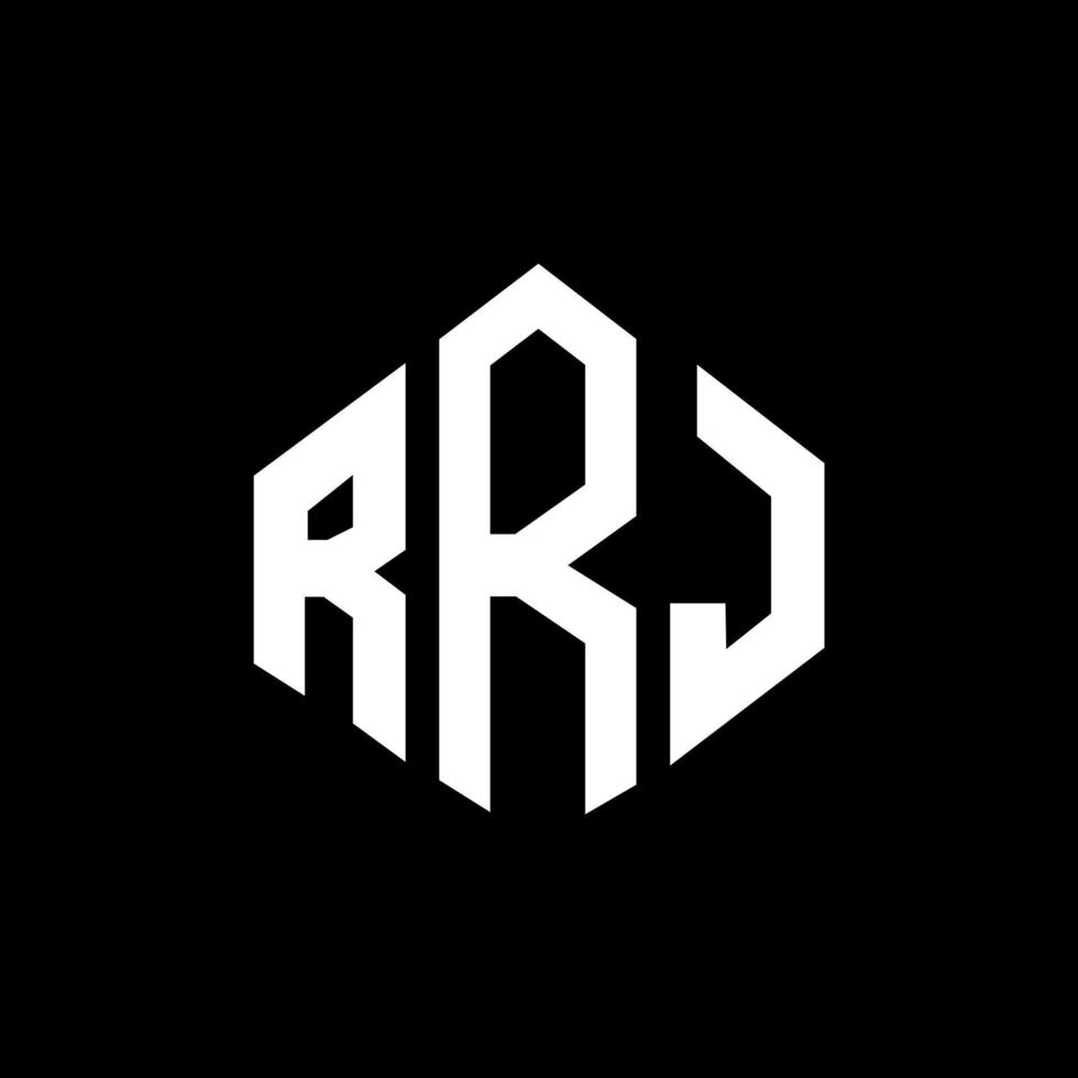 création de logo de lettre rrj avec forme de polygone. création de logo en forme de polygone et de cube rrj. modèle de logo vectoriel rrj hexagone couleurs blanches et noires. monogramme rrj, logo d'entreprise et immobilier.