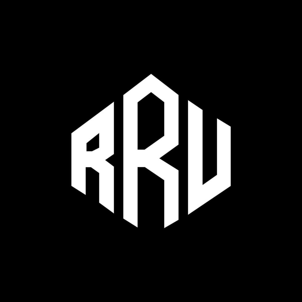 création de logo de lettre rru avec forme de polygone. création de logo en forme de polygone et de cube rru. modèle de logo vectoriel hexagone rru couleurs blanches et noires. monogramme rru, logo d'entreprise et immobilier.