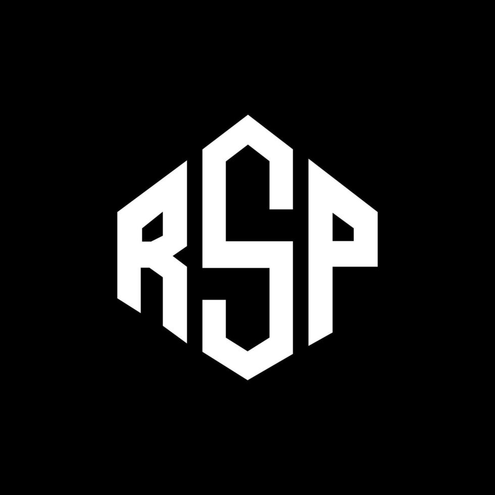 création de logo de lettre rsp avec forme de polygone. création de logo en forme de polygone et de cube rsp. modèle de logo vectoriel hexagone rsp couleurs blanches et noires. monogramme rsp, logo d'entreprise et immobilier.
