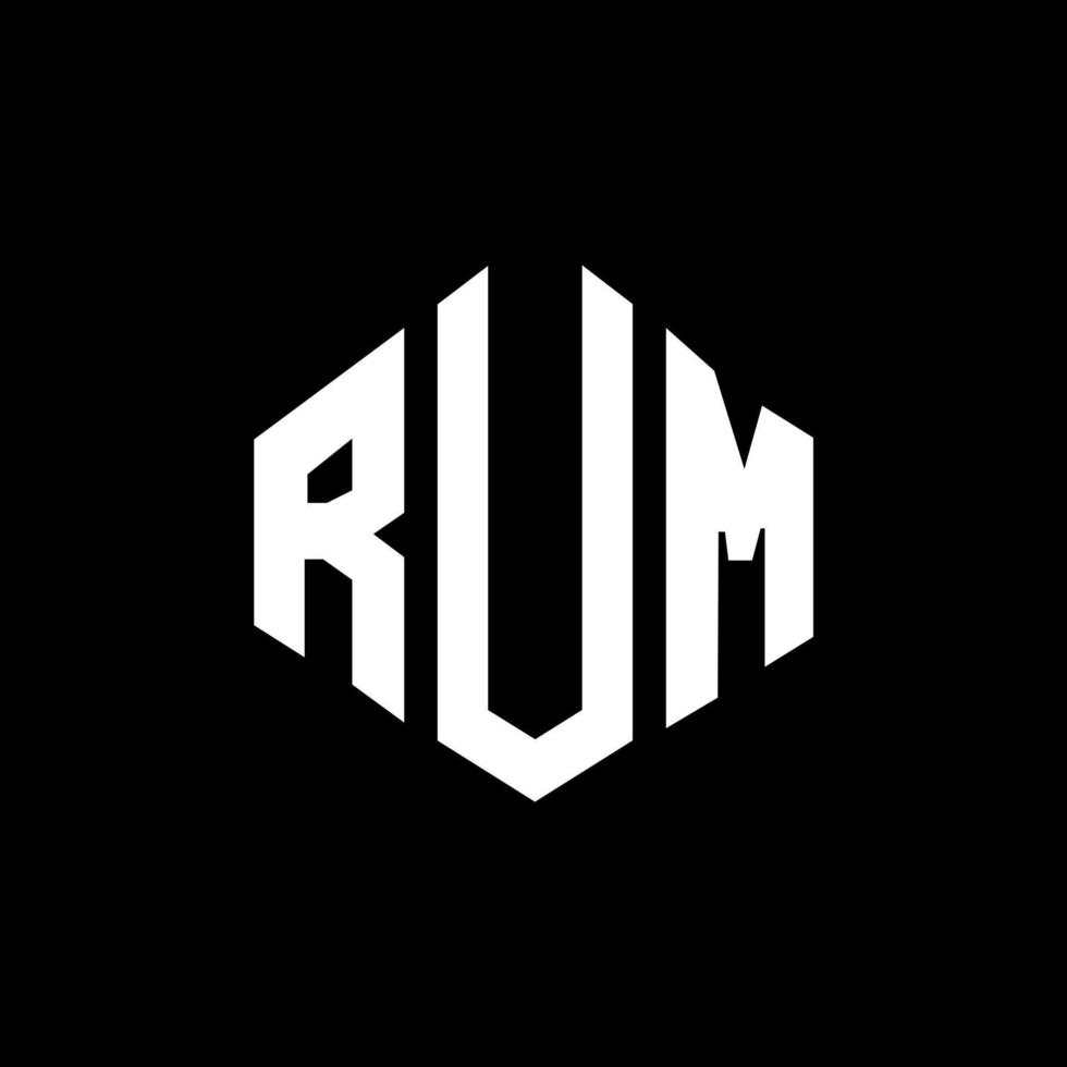 création de logo de lettre de rhum avec forme de polygone. création de logo en forme de polygone et de cube de rhum. modèle de logo vectoriel rhum hexagone couleurs blanches et noires. monogramme de rhum, logo d'entreprise et immobilier.