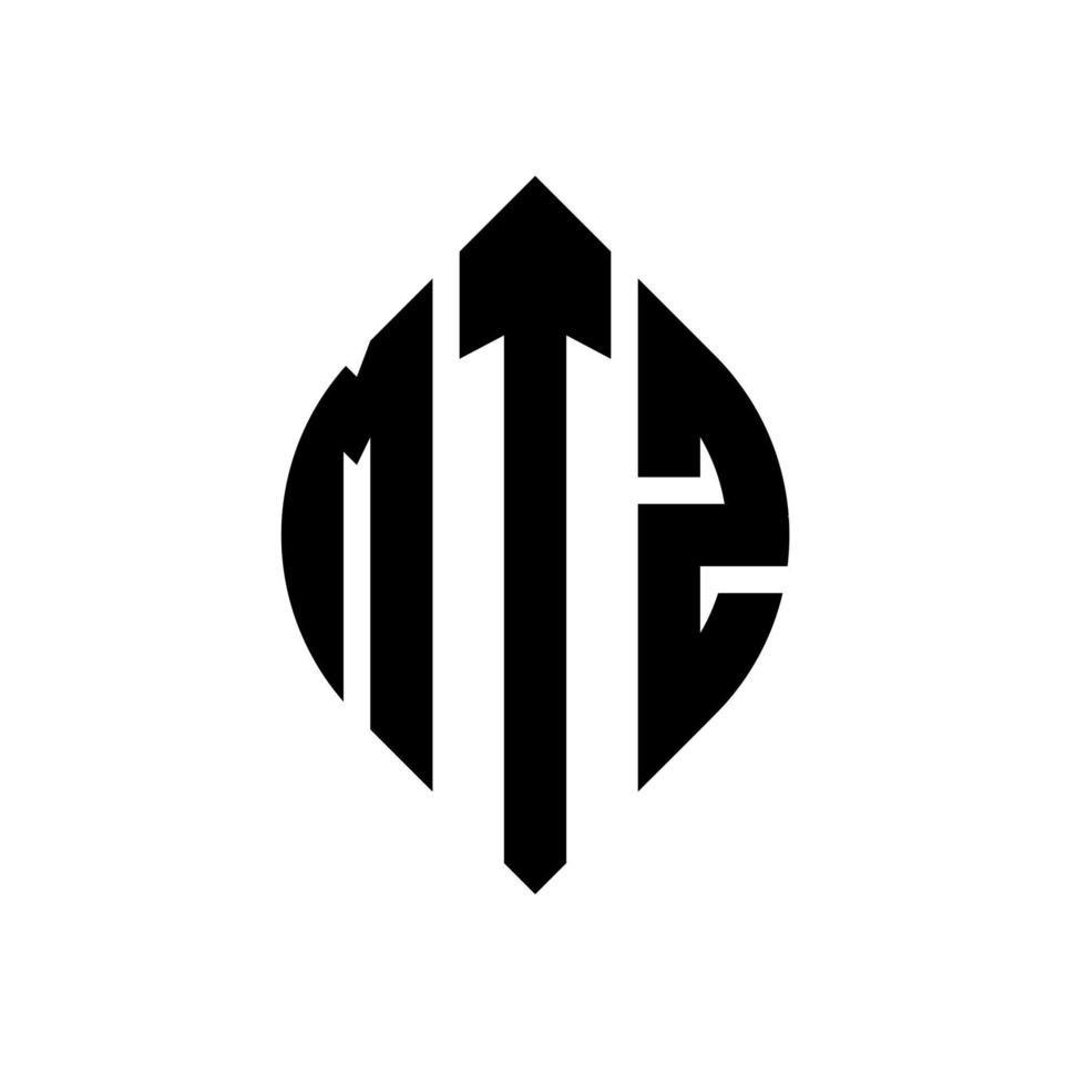 création de logo de lettre de cercle mtz avec forme de cercle et d'ellipse. lettres d'ellipse mtz avec style typographique. les trois initiales forment un logo circulaire. mtz cercle emblème abstrait monogramme lettre marque vecteur. vecteur