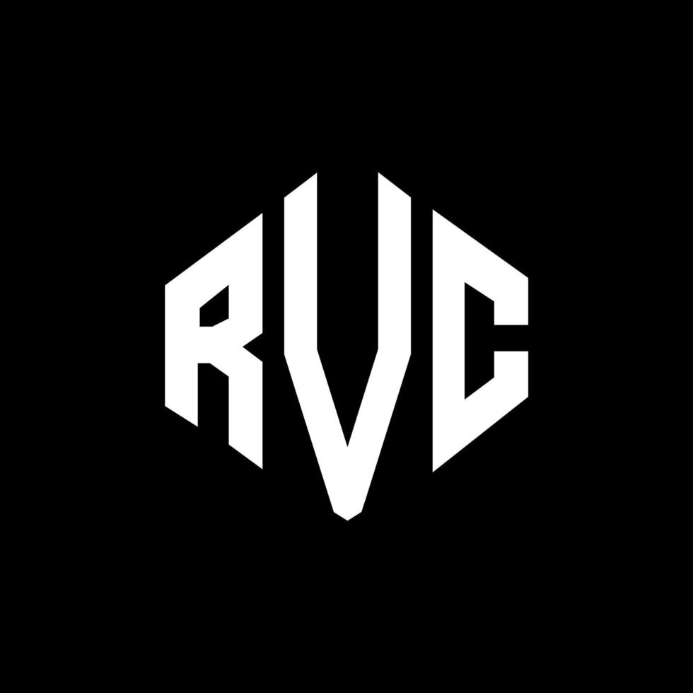 création de logo de lettre rvc avec forme de polygone. création de logo en forme de polygone et de cube rvc. modèle de logo vectoriel hexagone rvc couleurs blanches et noires. monogramme rvc, logo d'entreprise et immobilier.