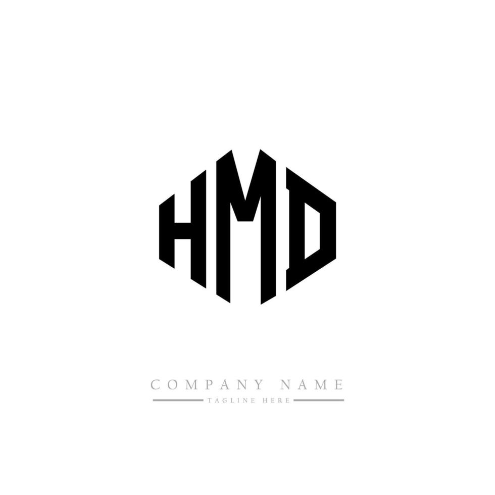 création de logo de lettre hmd avec forme de polygone. création de logo en forme de polygone et de cube hmd. modèle de logo vectoriel hmd hexagone couleurs blanches et noires. monogramme hmd, logo d'entreprise et immobilier.