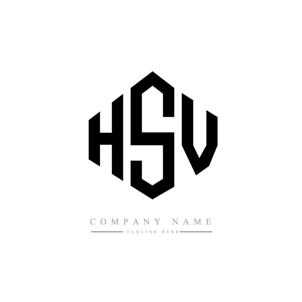création de logo de lettre hsv avec forme de polygone. création de logo en forme de polygone et de cube hsv. modèle de logo vectoriel hsv hexagone couleurs blanches et noires. monogramme hsv, logo commercial et immobilier.