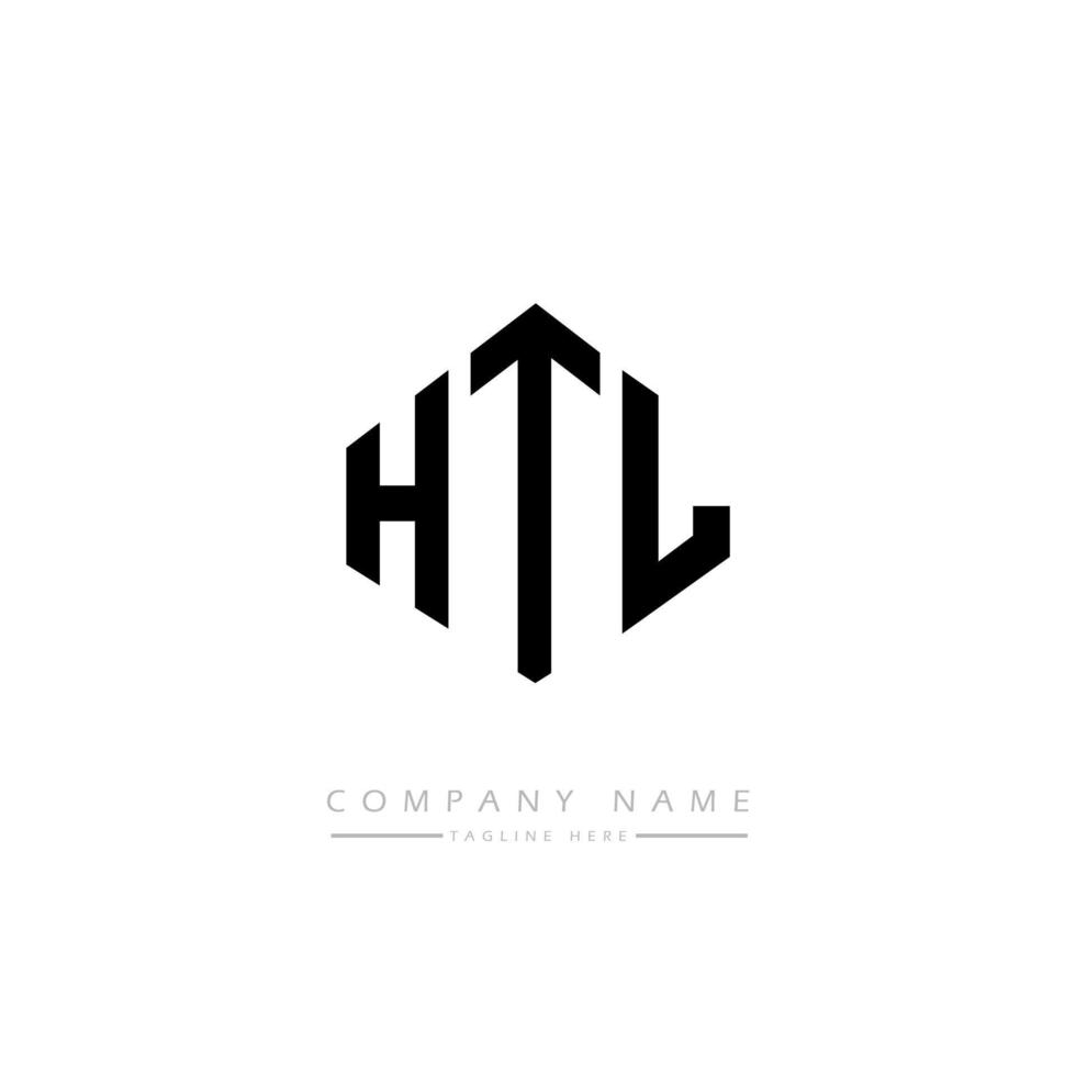 création de logo de lettre htl avec forme de polygone. création de logo en forme de polygone et de cube htl. modèle de logo vectoriel htl hexagone couleurs blanches et noires. monogramme htl, logo d'entreprise et immobilier.