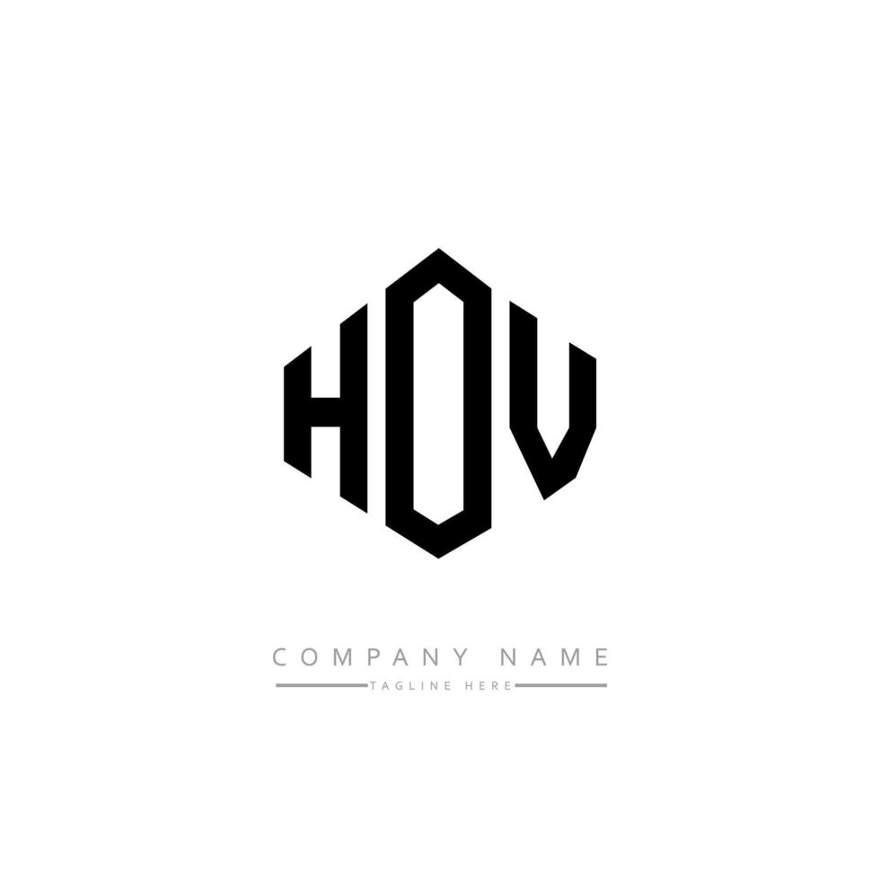 création de logo de lettre hov avec forme de polygone. création de logo en forme de polygone et de cube hov. modèle de logo vectoriel hov hexagone couleurs blanches et noires. monogramme hov, logo d'entreprise et immobilier.