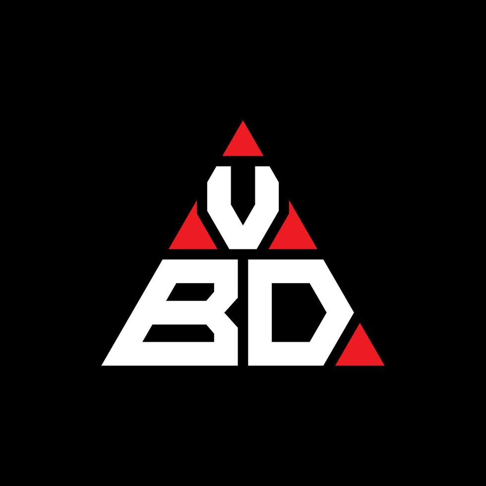 création de logo de lettre triangle vbd avec forme de triangle. monogramme de conception de logo triangle vbd. modèle de logo vectoriel triangle vbd avec couleur rouge. logo triangulaire vbd logo simple, élégant et luxueux.