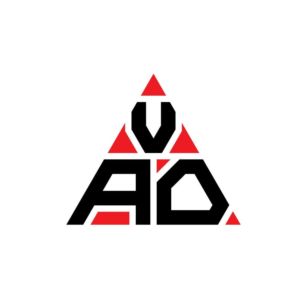 création de logo de lettre triangle vao avec forme de triangle. monogramme de conception de logo triangle vao. modèle de logo vectoriel triangle vao avec couleur rouge. vao logo triangulaire logo simple, élégant et luxueux.
