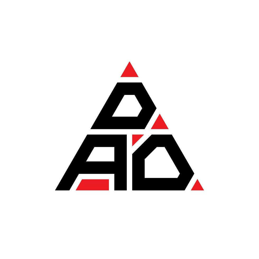 création de logo de lettre triangle dao avec forme de triangle. monogramme de conception de logo triangle dao. modèle de logo vectoriel triangle dao avec couleur rouge. logo triangulaire dao logo simple, élégant et luxueux.