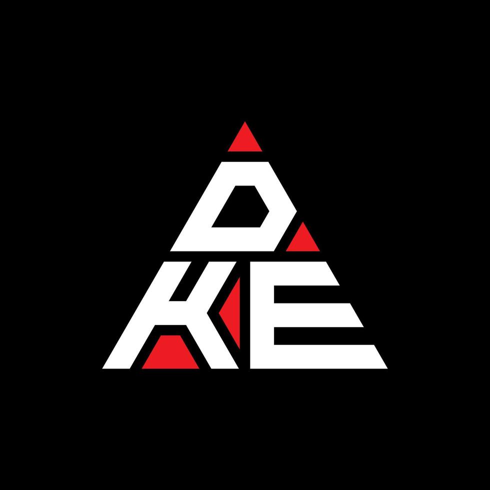 création de logo de lettre triangle dke avec forme de triangle. monogramme de conception de logo triangle dke. modèle de logo vectoriel triangle dke avec couleur rouge. logo triangulaire dke logo simple, élégant et luxueux.