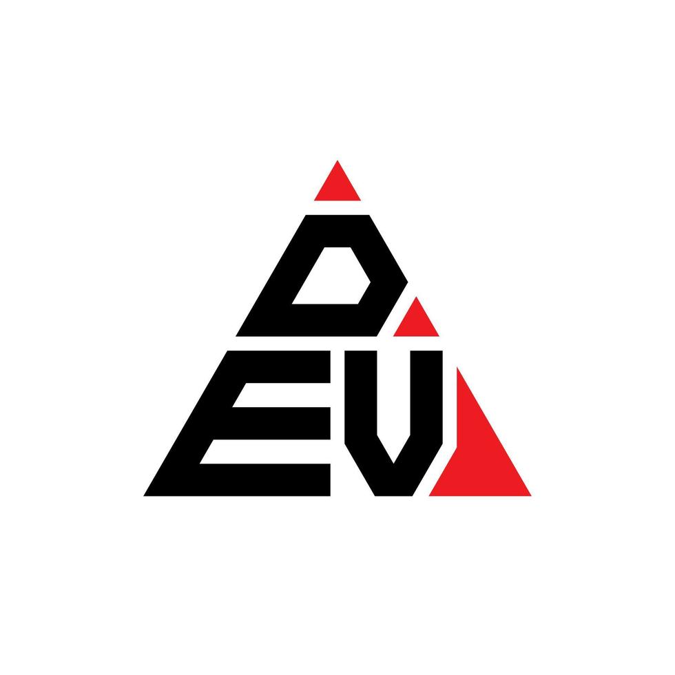 création de logo de lettre triangle dev avec forme de triangle. monogramme de conception de logo triangle dev. modèle de logo vectoriel triangle dev avec couleur rouge. dev logo triangulaire logo simple, élégant et luxueux.