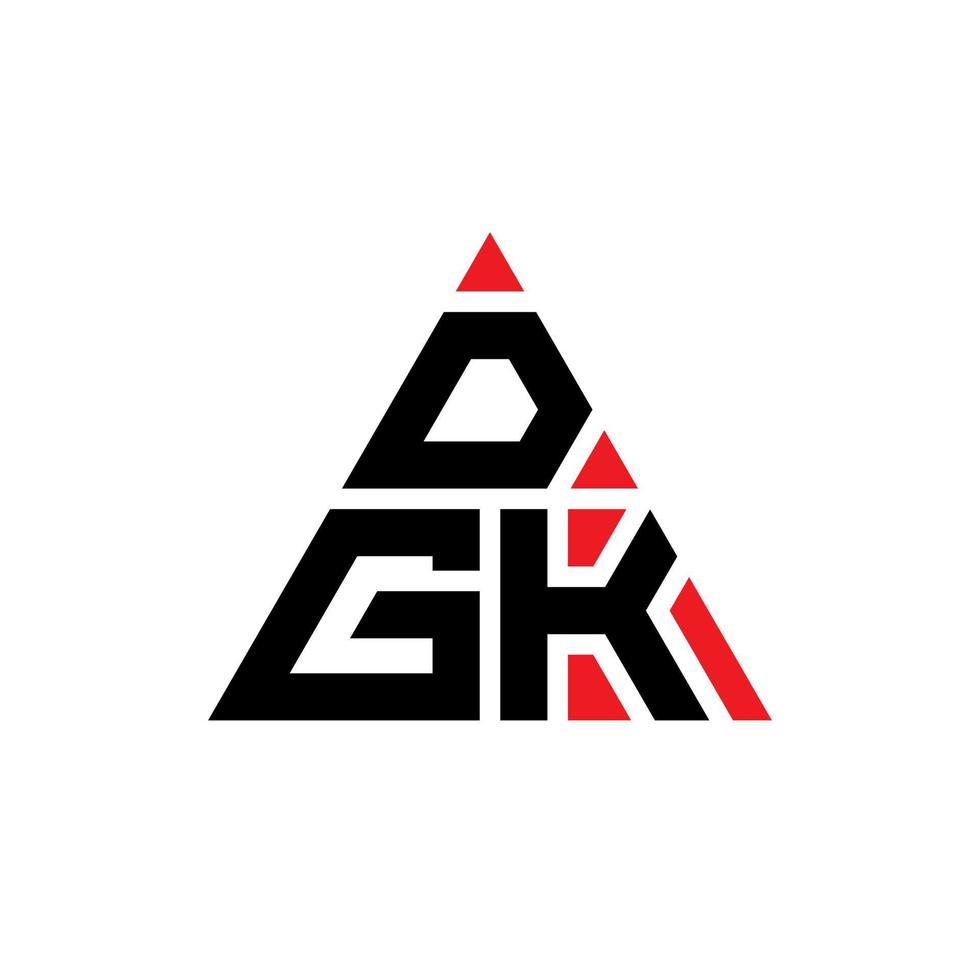 création de logo de lettre triangle dgk avec forme de triangle. monogramme de conception de logo triangle dgk. modèle de logo vectoriel triangle dgk avec couleur rouge. logo triangulaire dgk logo simple, élégant et luxueux.