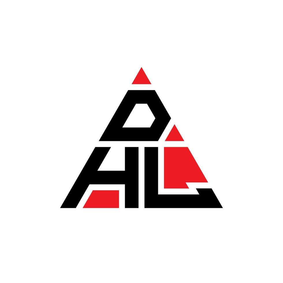 création de logo de lettre triangle dhl avec forme de triangle. monogramme de conception de logo triangle dhl. modèle de logo vectoriel triangle dhl avec couleur rouge. dhl logo triangulaire logo simple, élégant et luxueux.