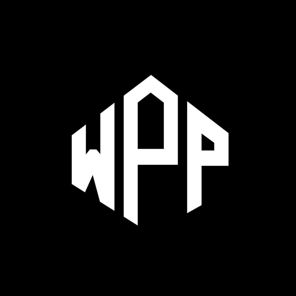 création de logo de lettre wpp avec forme de polygone. création de logo en forme de polygone et de cube wpp. modèle de logo vectoriel wpp hexagone couleurs blanches et noires. monogramme wpp, logo d'entreprise et immobilier.