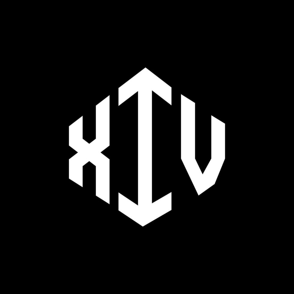 création de logo de lettre xiv avec forme de polygone. xiv création de logo en forme de polygone et de cube. modèle de logo vectoriel xiv hexagone couleurs blanches et noires. xiv monogramme, logo d'entreprise et immobilier.