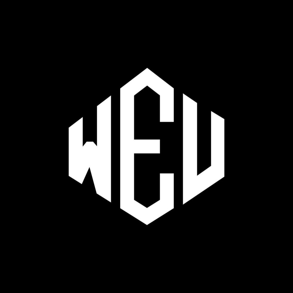 création de logo de lettre weu avec forme de polygone. création de logo en forme de polygone et de cube weu. modèle de logo vectoriel weu hexagone couleurs blanches et noires. monogramme weu, logo d'entreprise et immobilier.