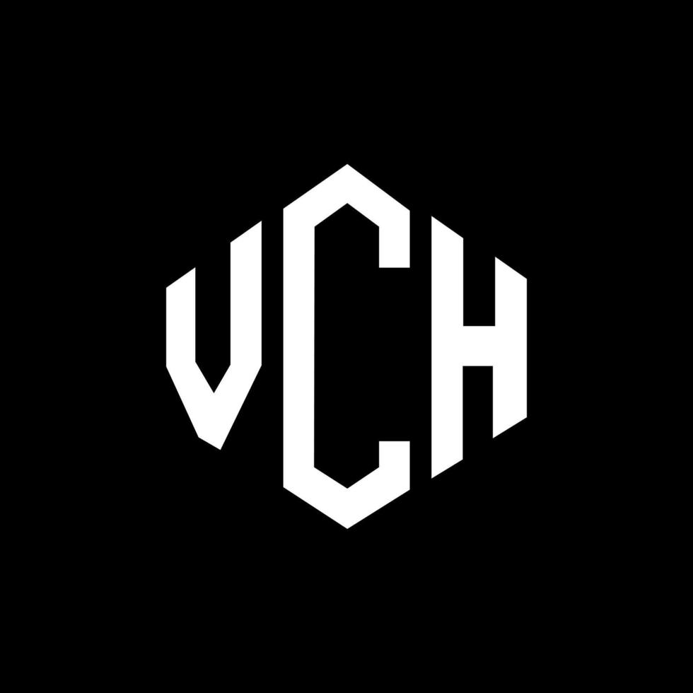 création de logo de lettre vch avec forme de polygone. création de logo en forme de polygone et de cube vch. modèle de logo vectoriel vch hexagone couleurs blanches et noires. monogramme vch, logo d'entreprise et immobilier.