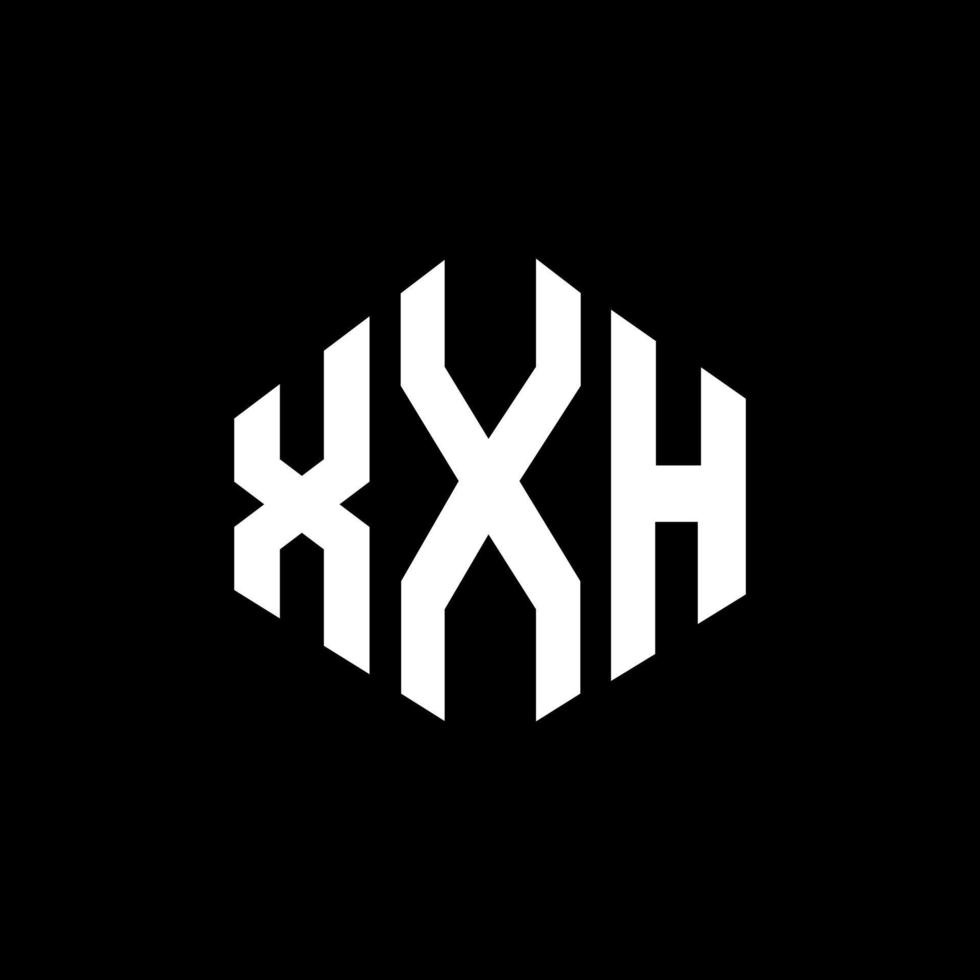 création de logo de lettre xxh avec forme de polygone. création de logo en forme de polygone et de cube xxh. modèle de logo vectoriel hexagone xxh couleurs blanches et noires. monogramme xxh, logo d'entreprise et immobilier.