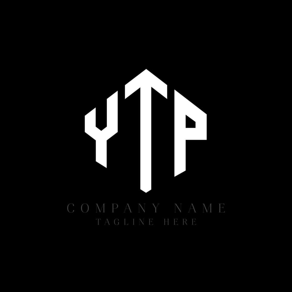 création de logo de lettre ytp avec forme de polygone. création de logo en forme de polygone et de cube ytp. modèle de logo vectoriel ytp hexagone couleurs blanches et noires. monogramme ytp, logo d'entreprise et immobilier.