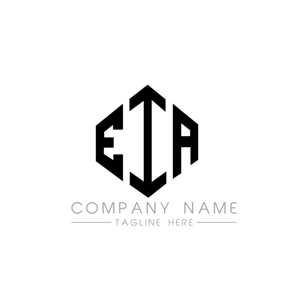 création de logo de lettre eia avec forme de polygone. création de logo en forme de polygone et de cube eia. modèle de logo vectoriel eia hexagone couleurs blanches et noires. monogramme eia, logo d'entreprise et immobilier.