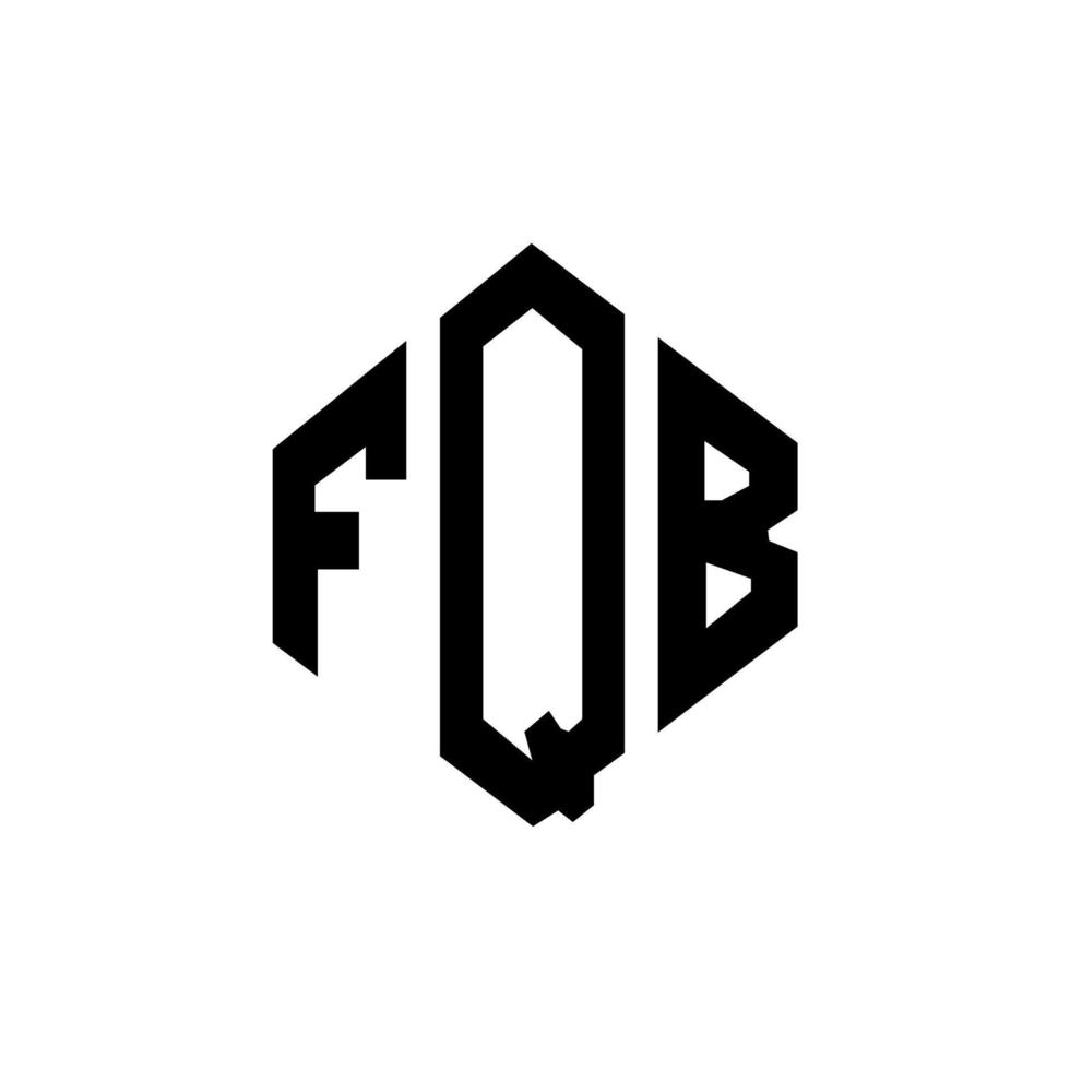 création de logo de lettre fqb avec forme de polygone. création de logo en forme de polygone et de cube fqb. modèle de logo vectoriel hexagone fqb couleurs blanches et noires. monogramme fqb, logo commercial et immobilier.