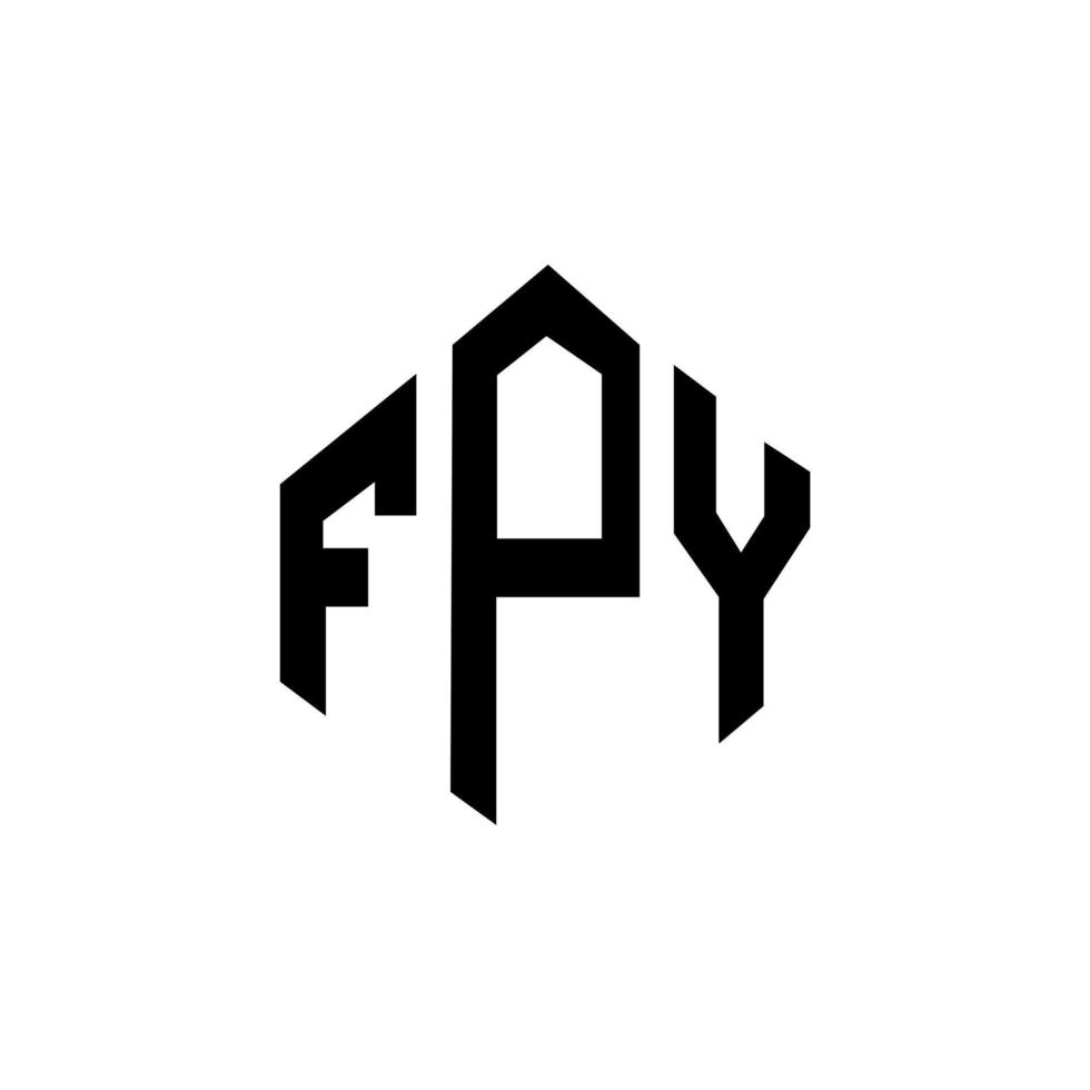 création de logo de lettre fpy avec forme de polygone. création de logo en forme de polygone et de cube fpy. modèle de logo vectoriel hexagone fpy couleurs blanches et noires. monogramme fpy, logo d'entreprise et immobilier.