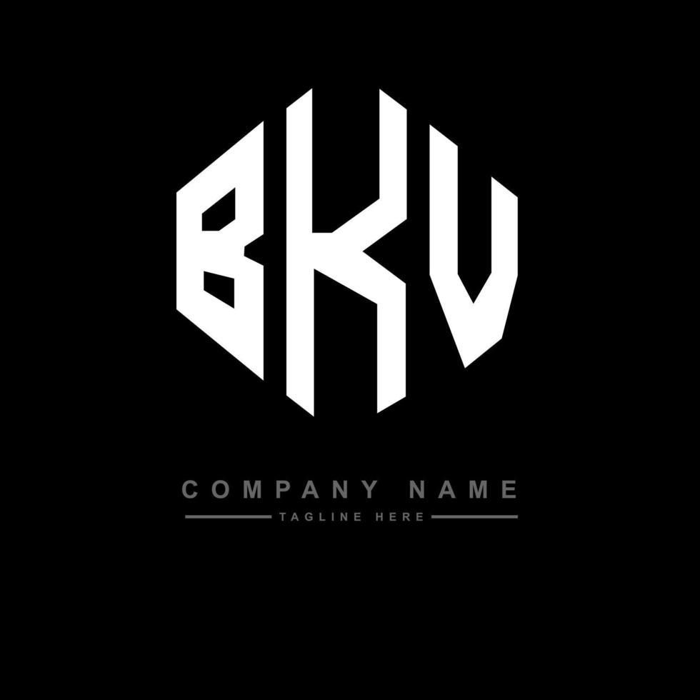 création de logo de lettre bkv avec forme de polygone. création de logo en forme de polygone et de cube bkv. modèle de logo vectoriel bkv hexagone couleurs blanches et noires. monogramme bkv, logo d'entreprise et immobilier.