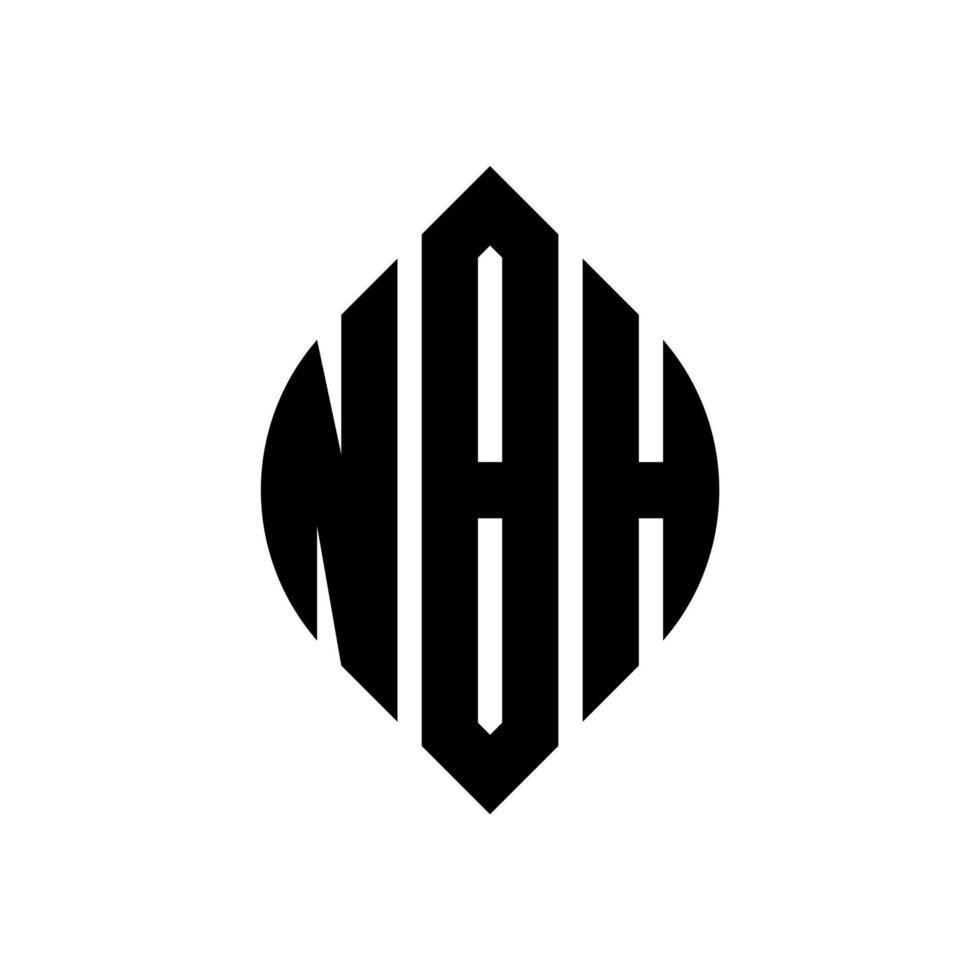 création de logo de lettre de cercle nbh avec forme de cercle et d'ellipse. lettres ellipse nbh avec style typographique. les trois initiales forment un logo circulaire. nbh cercle emblème abstrait monogramme lettre marque vecteur. vecteur