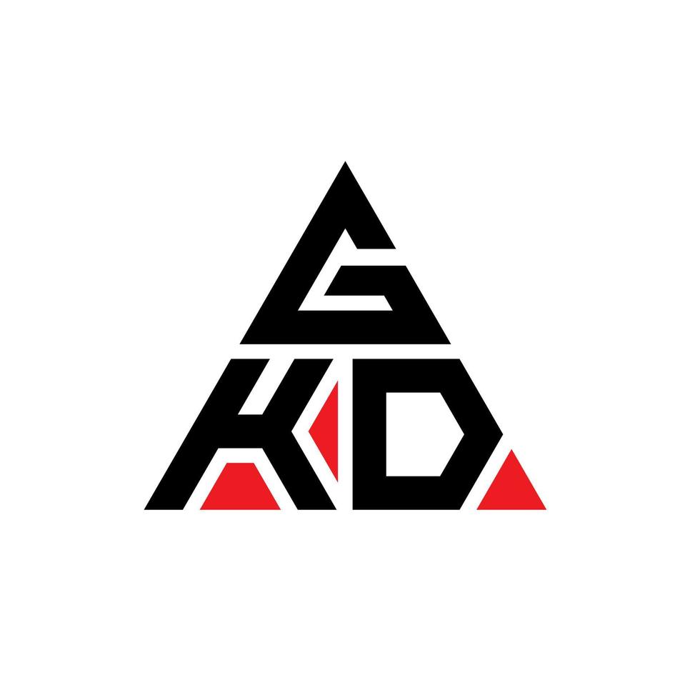 création de logo de lettre triangle gkd avec forme de triangle. monogramme de conception de logo triangle gkd. modèle de logo vectoriel triangle gkd avec couleur rouge. logo triangulaire gkd logo simple, élégant et luxueux.