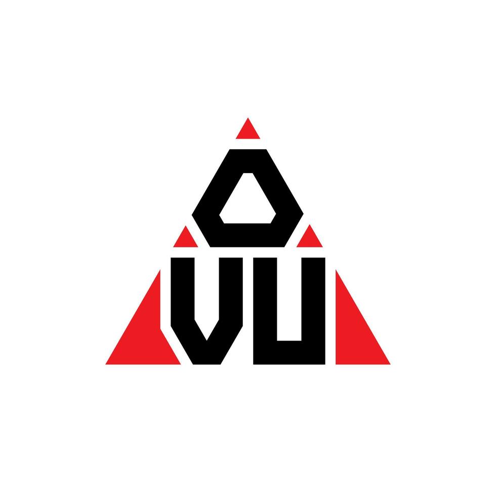 création de logo de lettre triangle ovu avec forme de triangle. monogramme de conception de logo triangle ovu. modèle de logo vectoriel triangle ovu avec couleur rouge. logo triangulaire ovu logo simple, élégant et luxueux.