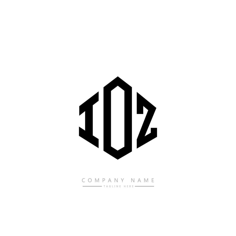 création de logo de lettre ioz avec forme de polygone. création de logo en forme de polygone et de cube ioz. modèle de logo vectoriel ioz hexagone couleurs blanches et noires. monogramme ioz, logo d'entreprise et immobilier.