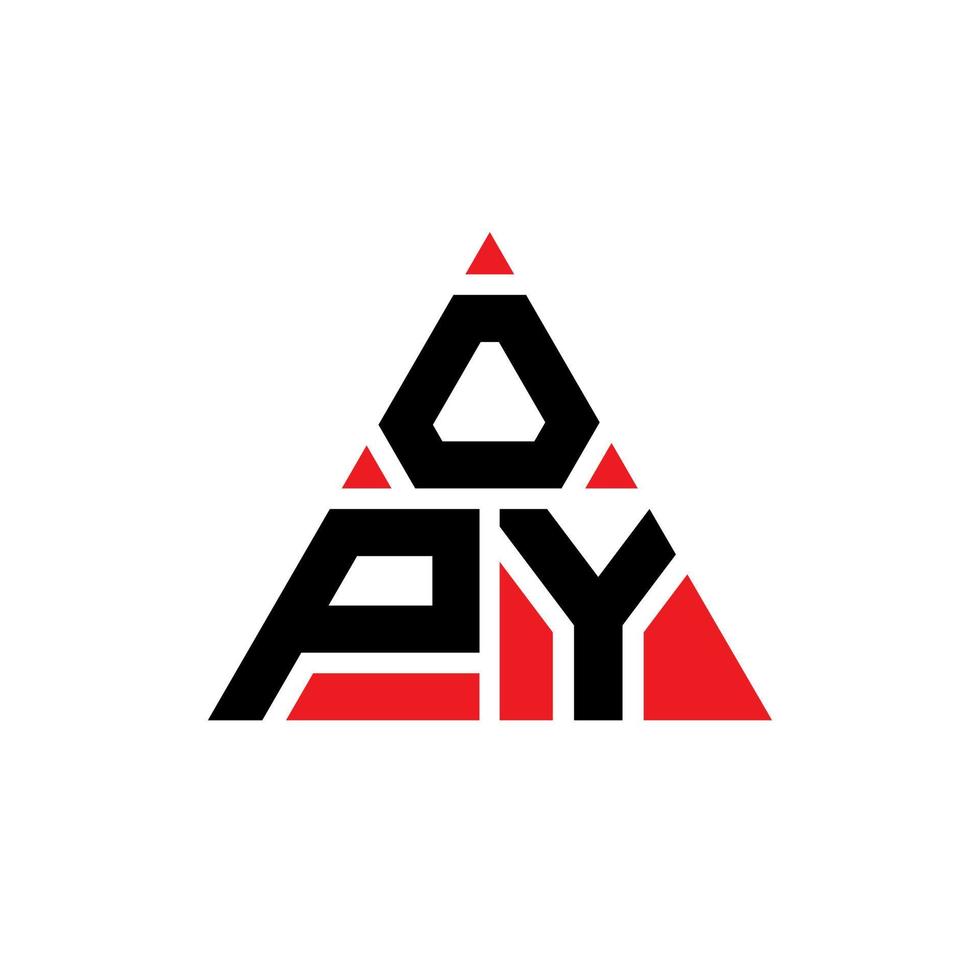 création de logo de lettre triangle opy avec forme de triangle. monogramme de conception de logo triangle opy. modèle de logo vectoriel triangle opy avec couleur rouge. opy logo triangulaire logo simple, élégant et luxueux.