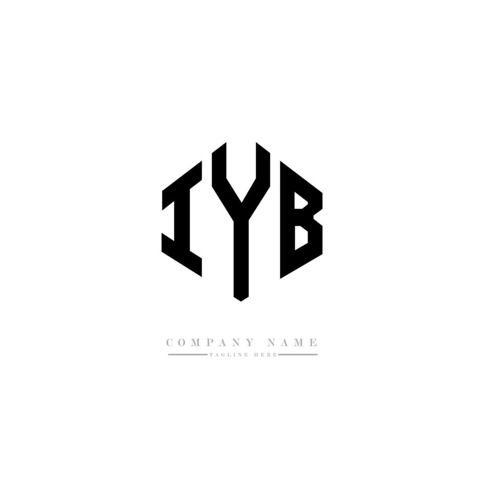 création de logo de lettre iyb avec forme de polygone. création de logo en forme de polygone et de cube iyb. modèle de logo vectoriel iyb hexagone couleurs blanches et noires. monogramme iyb, logo d'entreprise et immobilier.