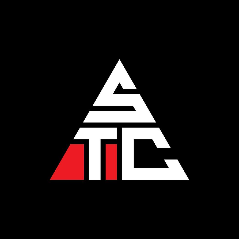 création de logo de lettre triangle stc avec forme de triangle. monogramme de conception de logo triangle stc. modèle de logo vectoriel triangle stc avec couleur rouge. logo triangulaire stc logo simple, élégant et luxueux.