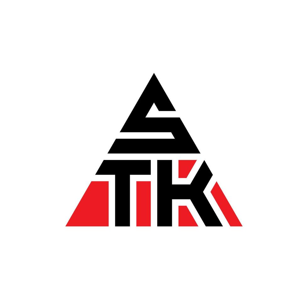 création de logo de lettre triangle stk avec forme de triangle. monogramme de conception de logo triangle stk. modèle de logo vectoriel triangle stk avec couleur rouge. logo triangulaire stk logo simple, élégant et luxueux.